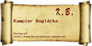 Kampler Boglárka névjegykártya
