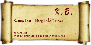 Kampler Boglárka névjegykártya